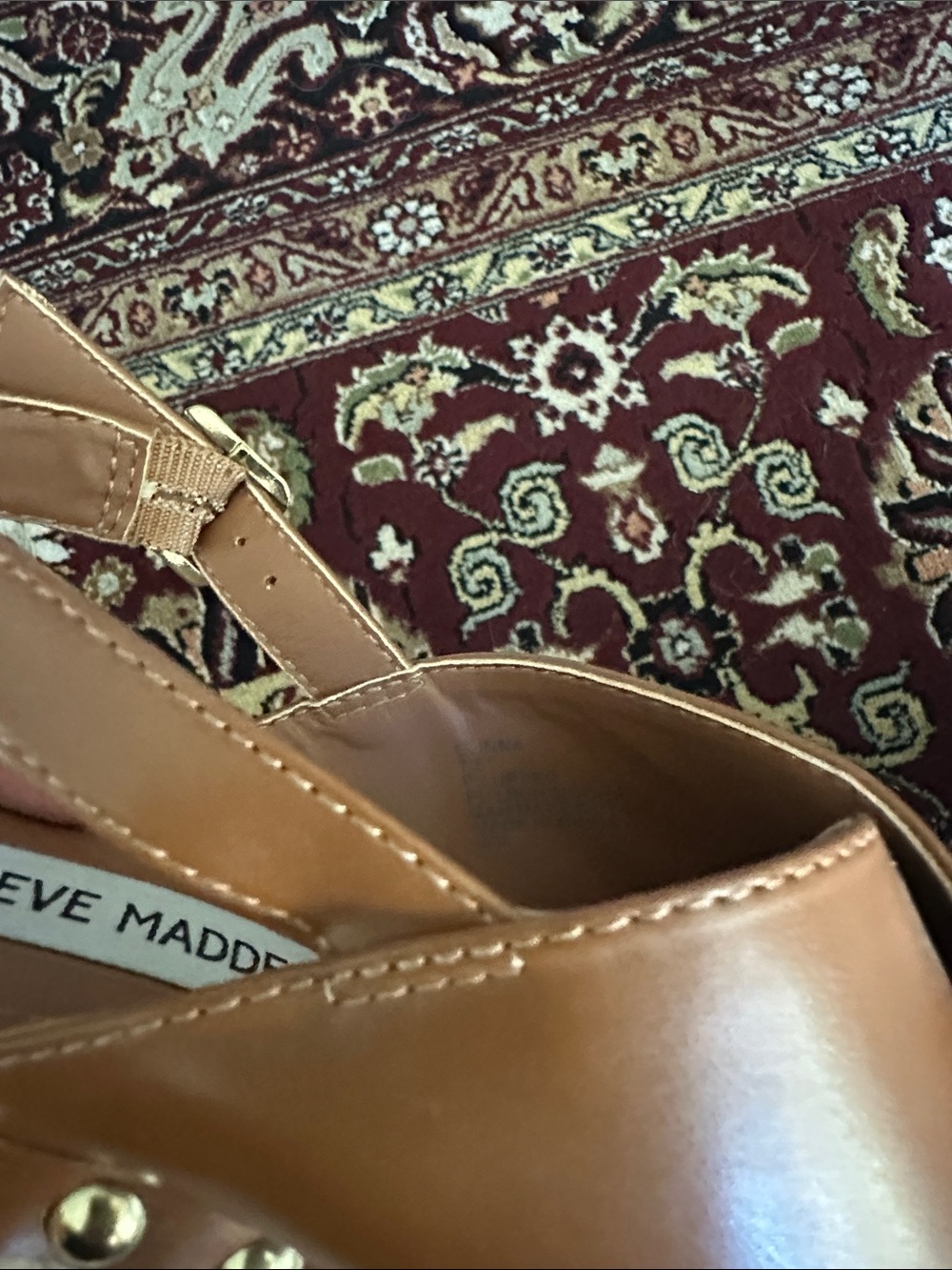 Steve Madden Elinna Cognac Leather Braided Espadrille Wedges 7.5 - Picture 2 of 4